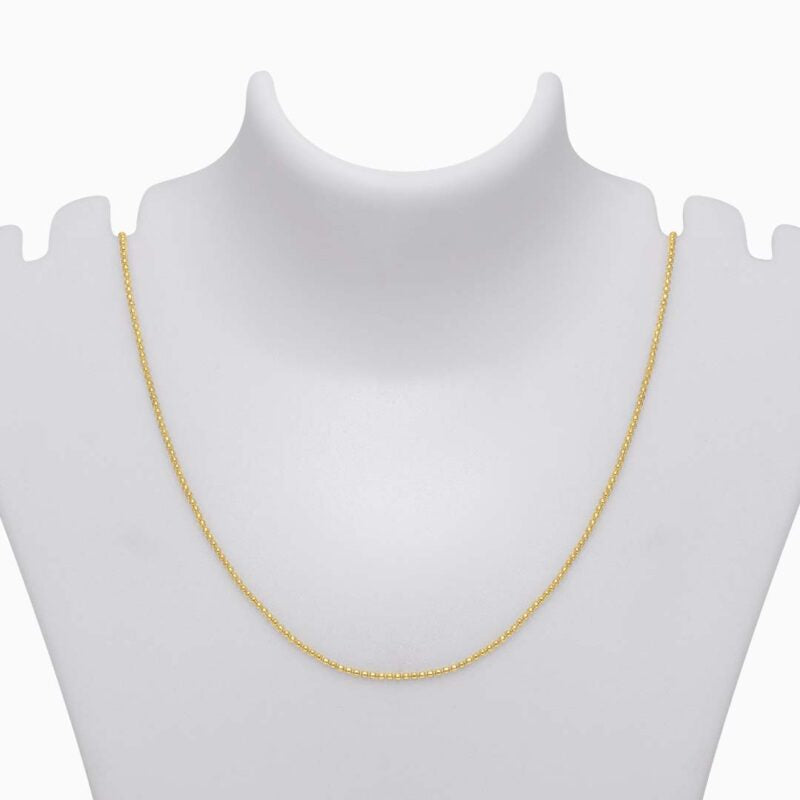 Silver Chains - Pure 925 Silver Chain &#8211; Gold Plated Minin Ball Chain For Women