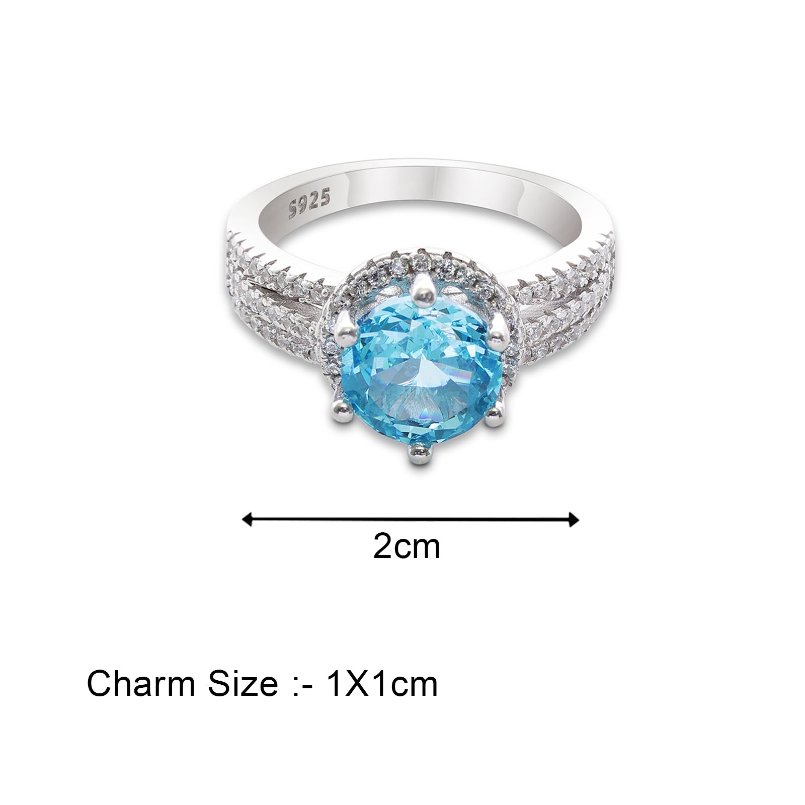 Blue Sapphire CZ Silver Ring For Women