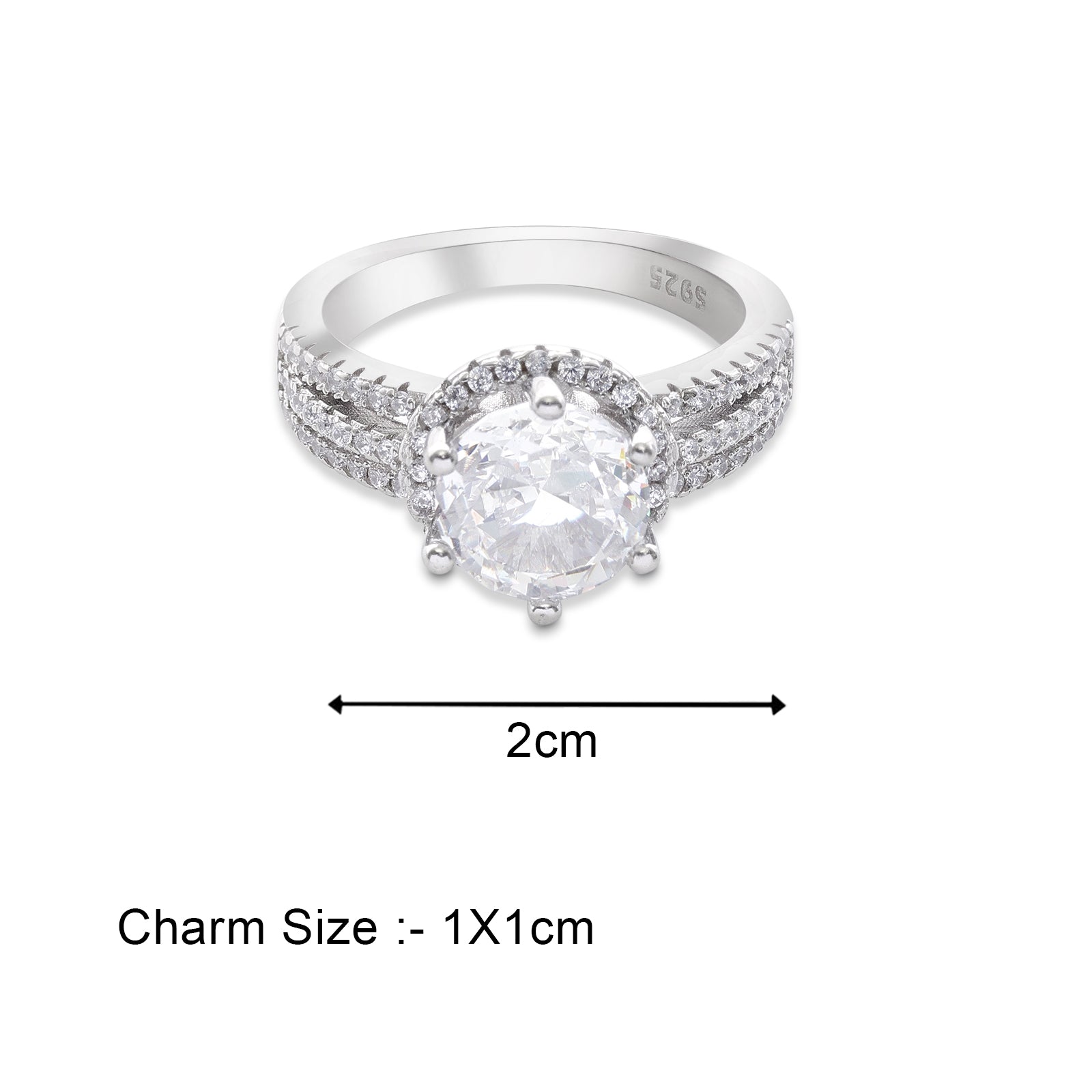 White Zircon Silver Ring for Women
