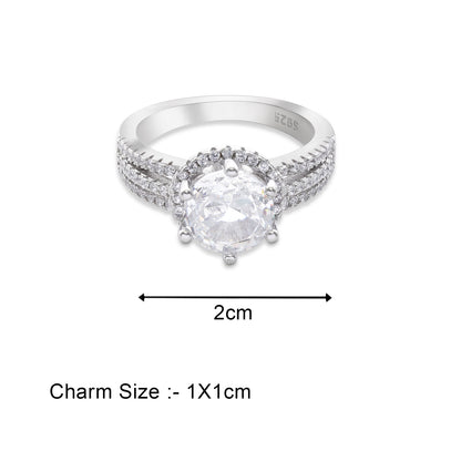White Zircon Silver Ring for Women