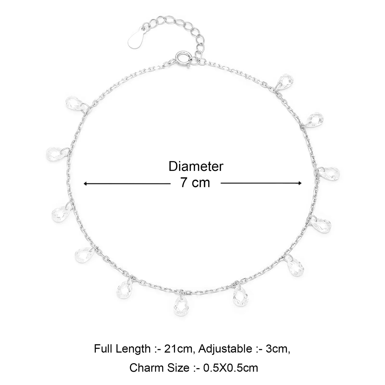 Raindrop Crystal Silver Chain Anklet