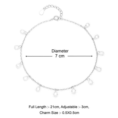 Raindrop Crystal Silver Chain Anklet