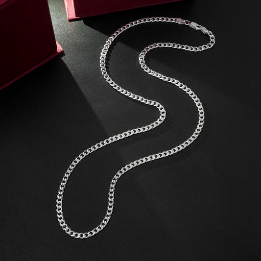 Silver Chains - Pure Silver Chain For Men &#8211; Matte Finish Curb Chain