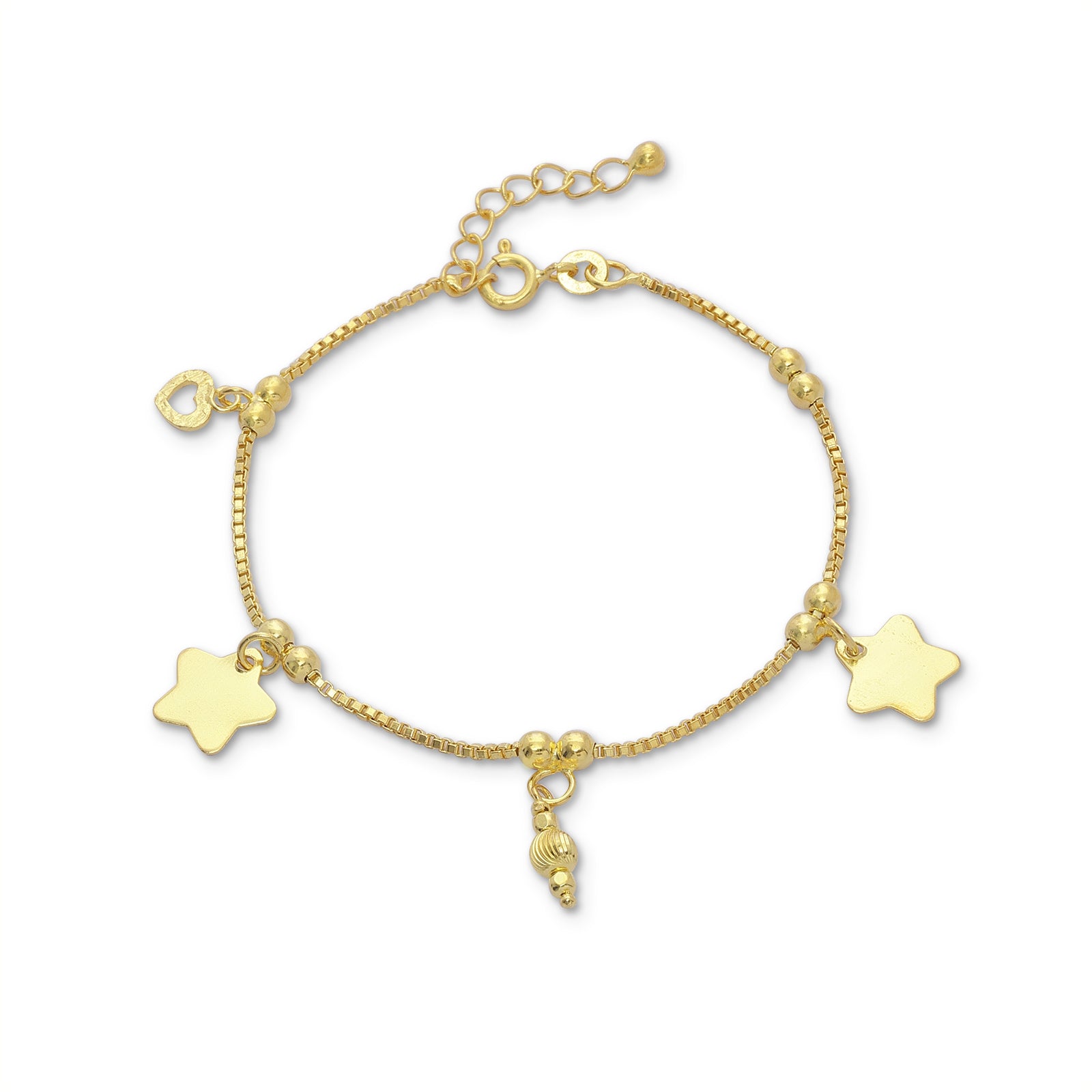 263 - Pure Silver Bracelet &#8211; Adjustable Bracelet With Star Charms