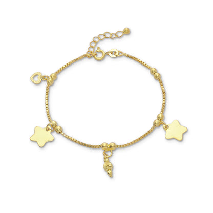 263 - Pure Silver Bracelet &#8211; Adjustable Bracelet With Star Charms