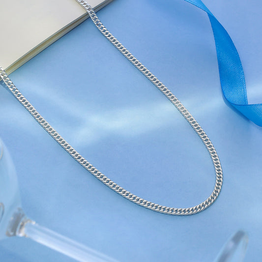 Silver Chains - Pure Silver Chain For Men &#8211; Textured Sturdy Cuban Link Light weight