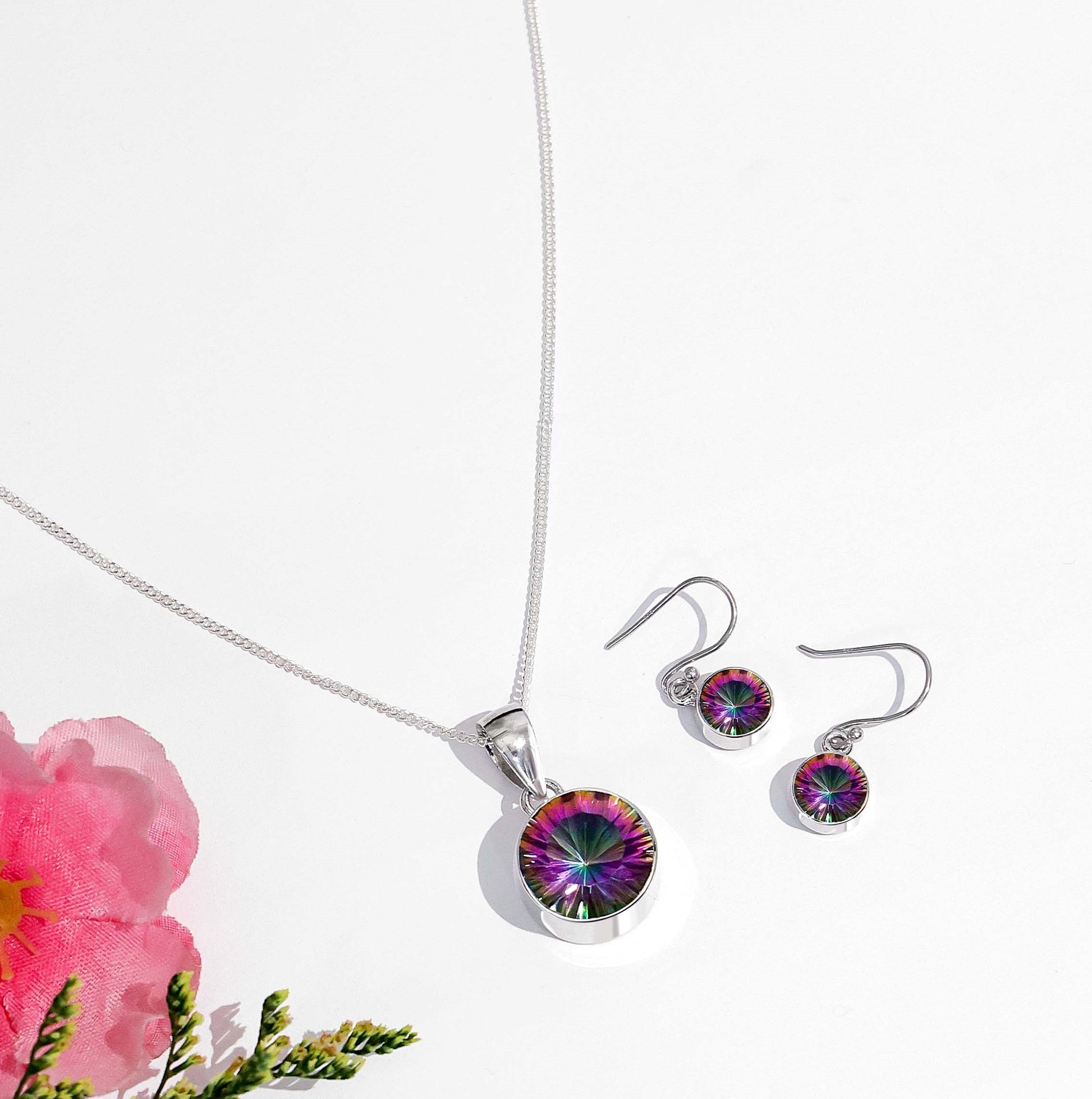 Silver pendant set - Pure Silver Pendant set– Circle-Shaped Swarovski Crystal Hoop Model