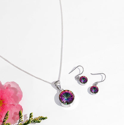 Silver pendant set - Pure Silver Pendant set– Circle-Shaped Swarovski Crystal Hoop Model