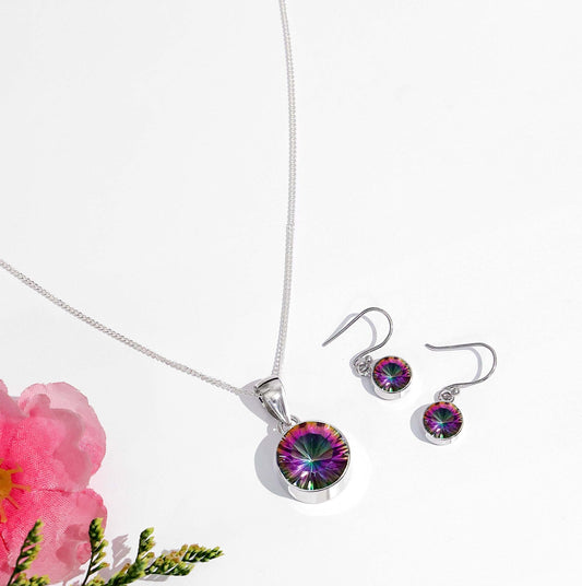 Silver pendant set - Pure Silver Pendant set– Circle-Shaped Swarovski Crystal Hoop Model