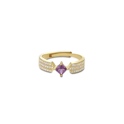 83 - Pure Silver Ring &#8211; CZ Elegance With Purple Stone Charm