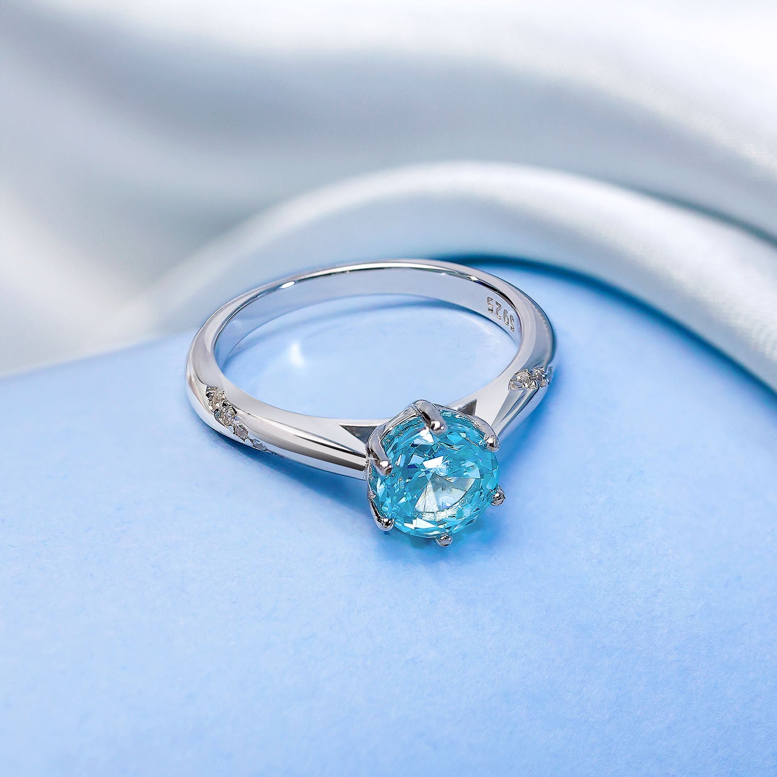 Silver Rings - Blue Sapphire Ring For Women &#8211; 925 Sterling Silver Rhodium Plated