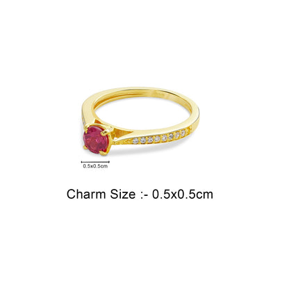 Golden Eternal Cubic Zirconia Ruby Charm Ring