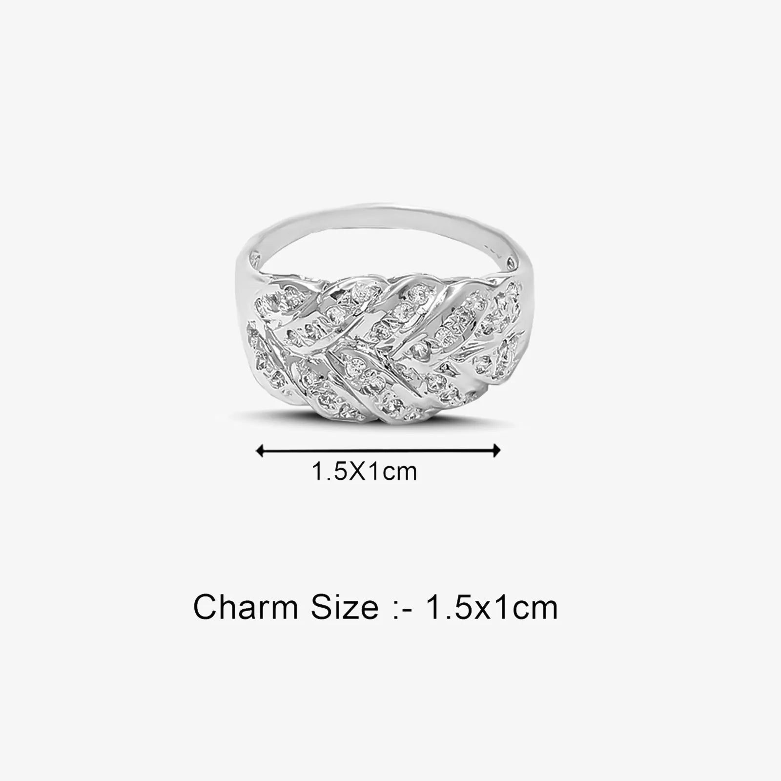 Cubic Zirconia Leaf Silver Ring
