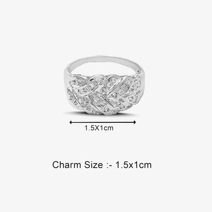 Cubic Zirconia Leaf Silver Ring