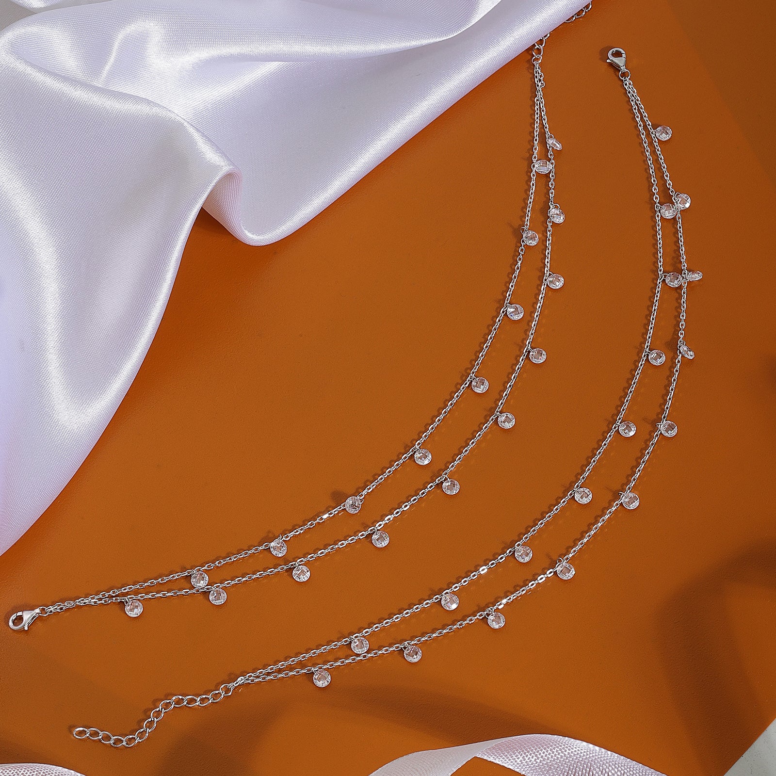 Uncategorized - Cubic Zirconia Anklets for Women – 925 Sterling Silver Rhodium Plated