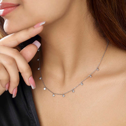 Uncategorized - CZ Bezel-Set Necklace For Women &#8211; 925 Sterling Silver Rhodium Plated