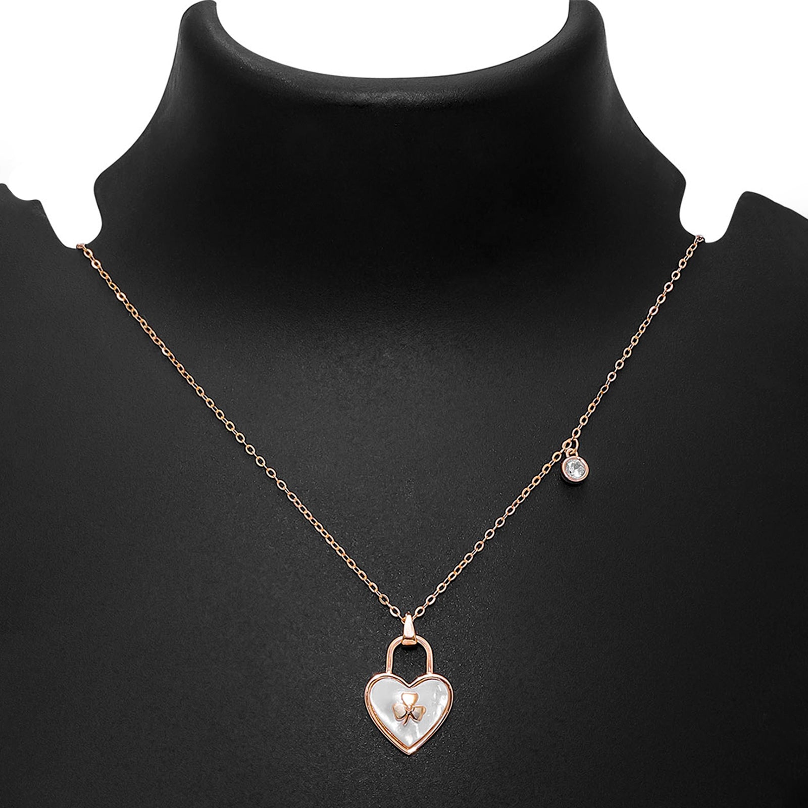 Silver Necklaces - CZ Heart Pendant Necklace for Women – 925 Sterling Silver Rose Gold Plated