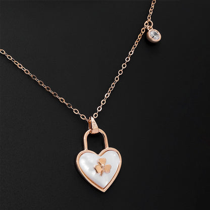 Silver Necklaces - CZ Heart Pendant Necklace for Women – 925 Sterling Silver Rose Gold Plated