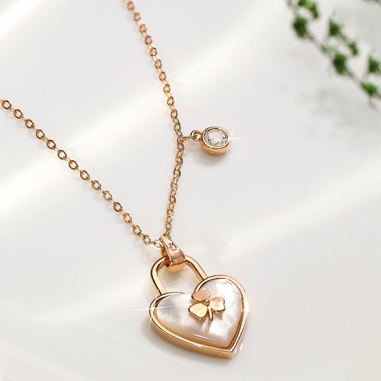 Silver Necklaces - CZ Heart Pendant Necklace for Women – 925 Sterling Silver Rose Gold Plated