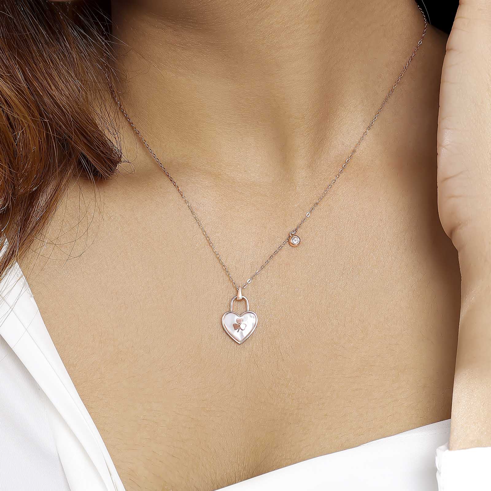 Uncategorized - CZ Heart Pendant Necklace for Women – 925 Sterling Silver Rose Gold Plated