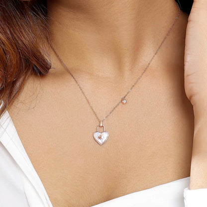 Uncategorized - CZ Heart Pendant Necklace for Women – 925 Sterling Silver Rose Gold Plated