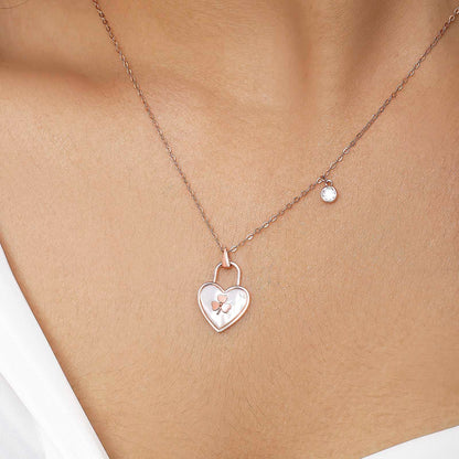 Uncategorized - CZ Heart Pendant Necklace for Women – 925 Sterling Silver Rose Gold Plated