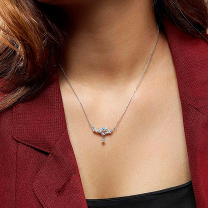 Uncategorized - Garden-Themed CZ Necklace for Women – 925 Sterling Silver Rhodium Plated