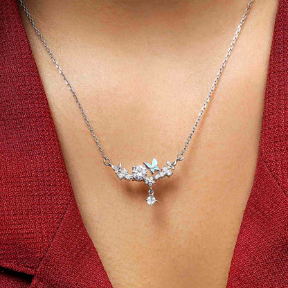 Uncategorized - Garden-Themed CZ Necklace for Women – 925 Sterling Silver Rhodium Plated