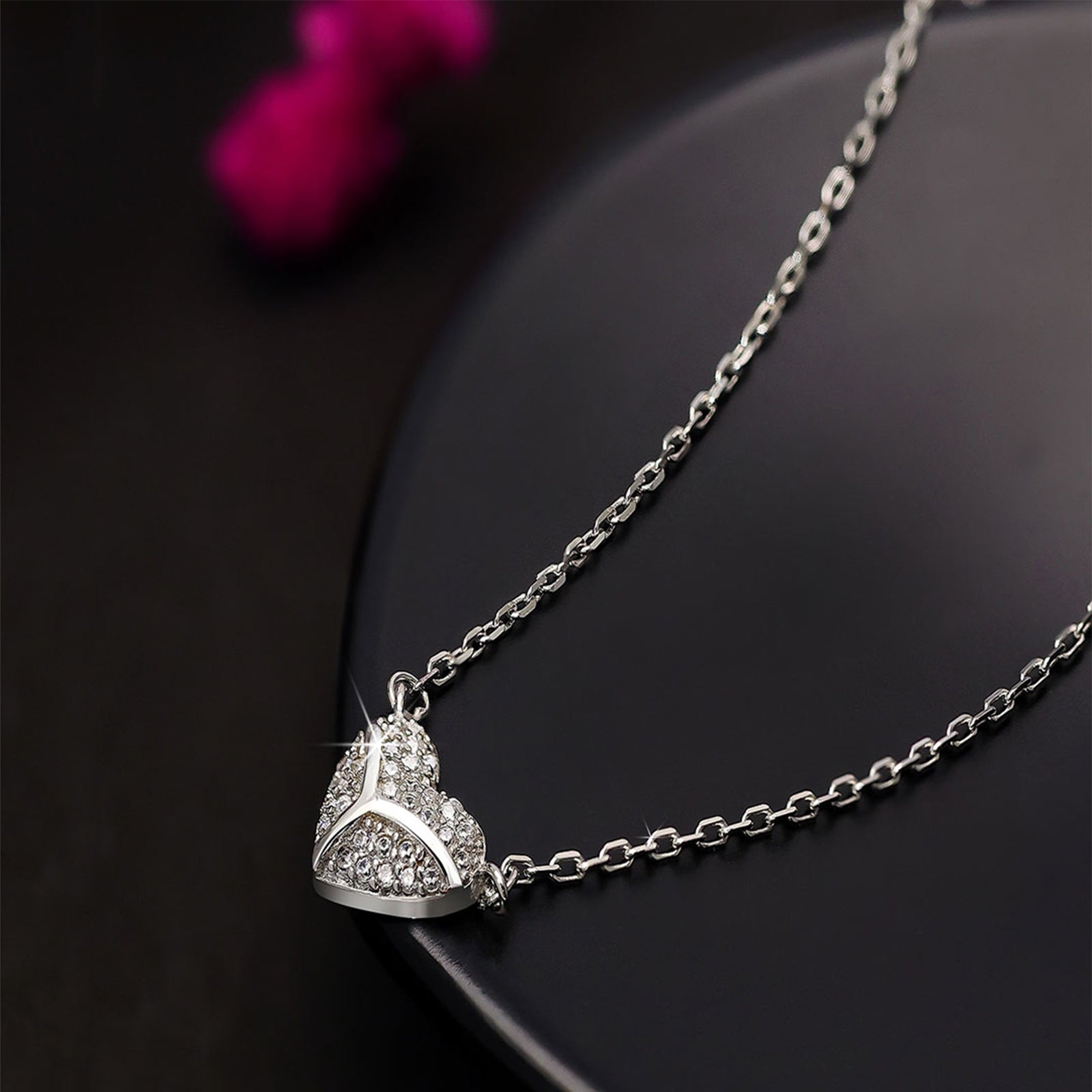 Silver Necklaces - Heart Pendant Silver Necklace For Women