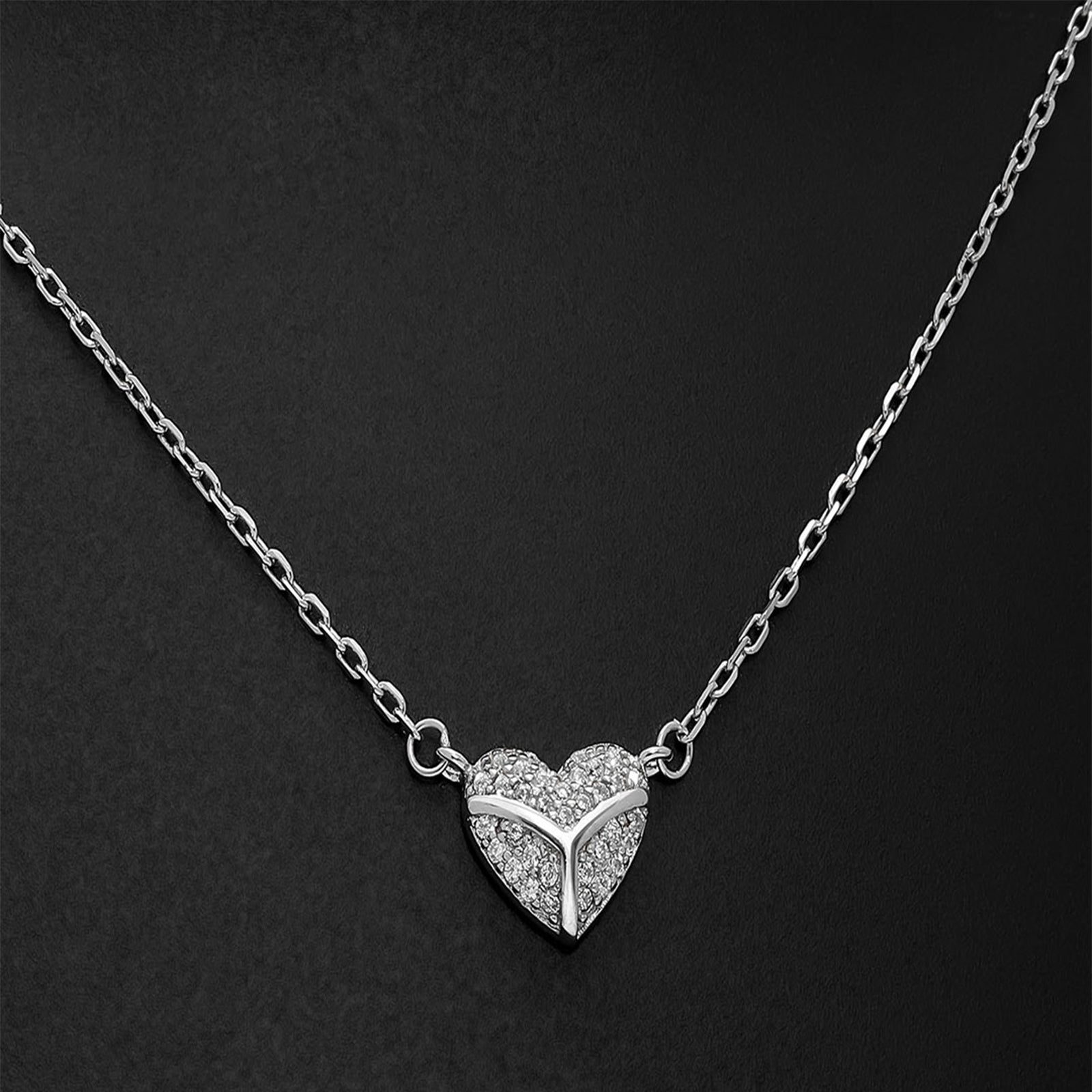 Silver Necklaces - Heart Pendant Silver Necklace For Women