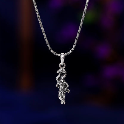 Silver Pendants - Pure Silver Pendant &#8211; Divine Radiance of Oxidised Lord Krishna