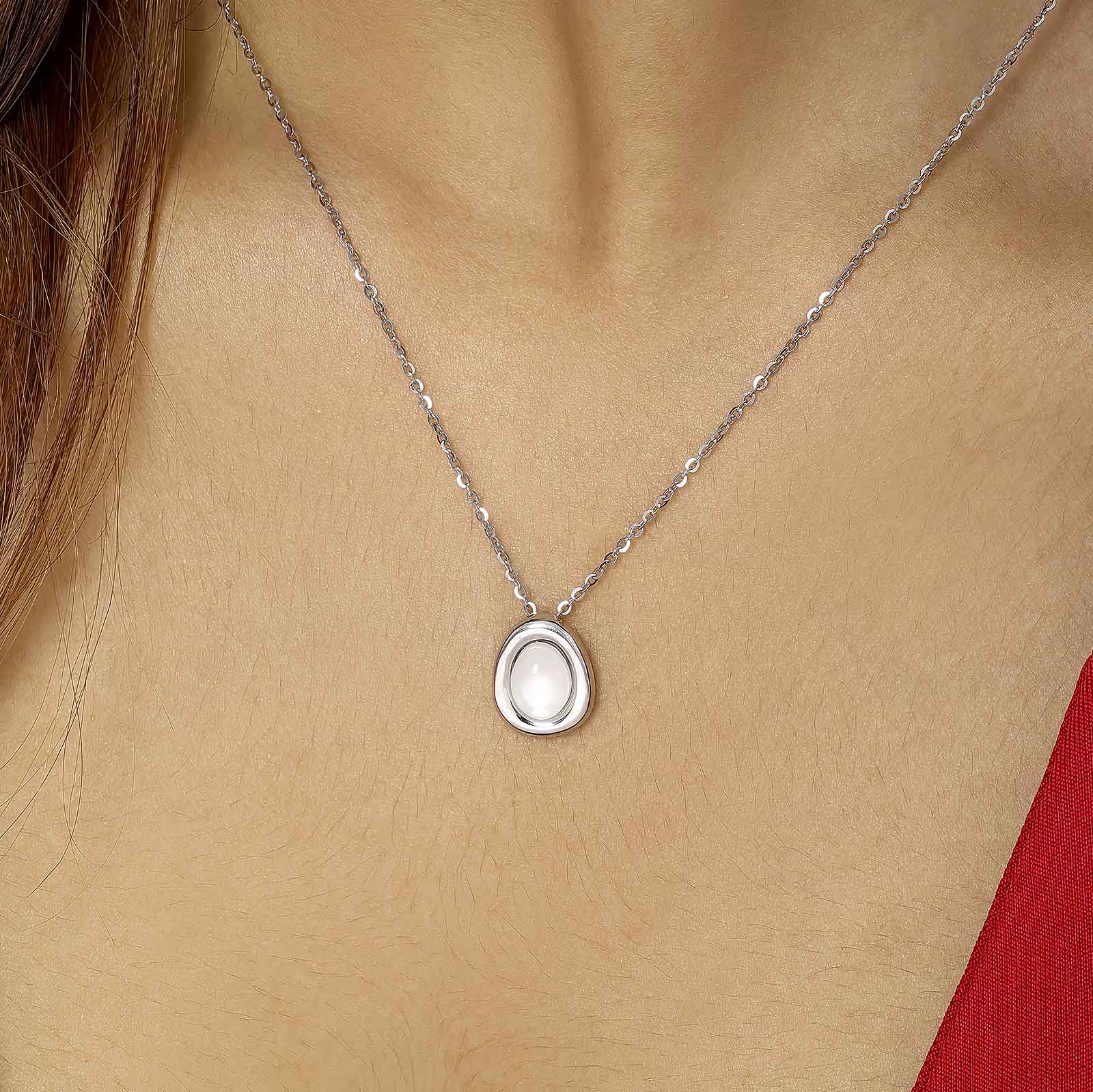 Silver Necklaces - Neck Chain For Women With White Opal