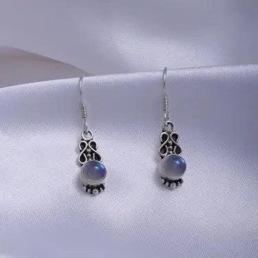 Drop Earrings - Pure Silver Earring &#8211; Moonlit Magic Moonstone