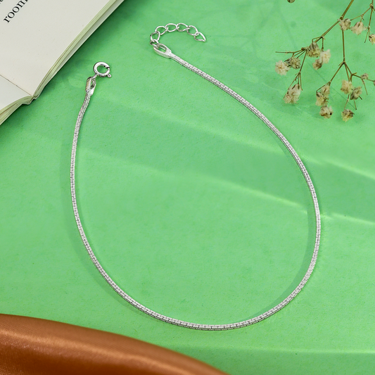 Uncategorized - Pure 925 silver anklet &#8211; Brick Chain Elegance