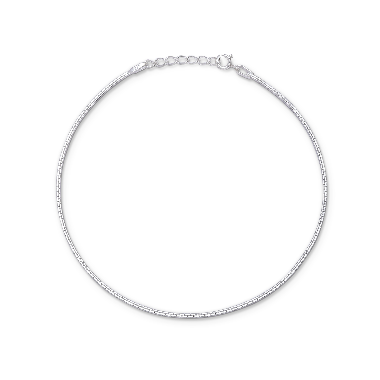 Uncategorized - Pure 925 silver anklet &#8211; Brick Chain Elegance