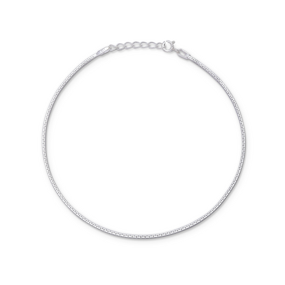 Uncategorized - Pure 925 silver anklet &#8211; Brick Chain Elegance