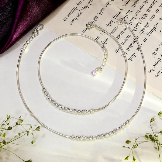 Uncategorized - Pure 925 Silver Anklet &#8211; Minimalist Beaded Anklet
