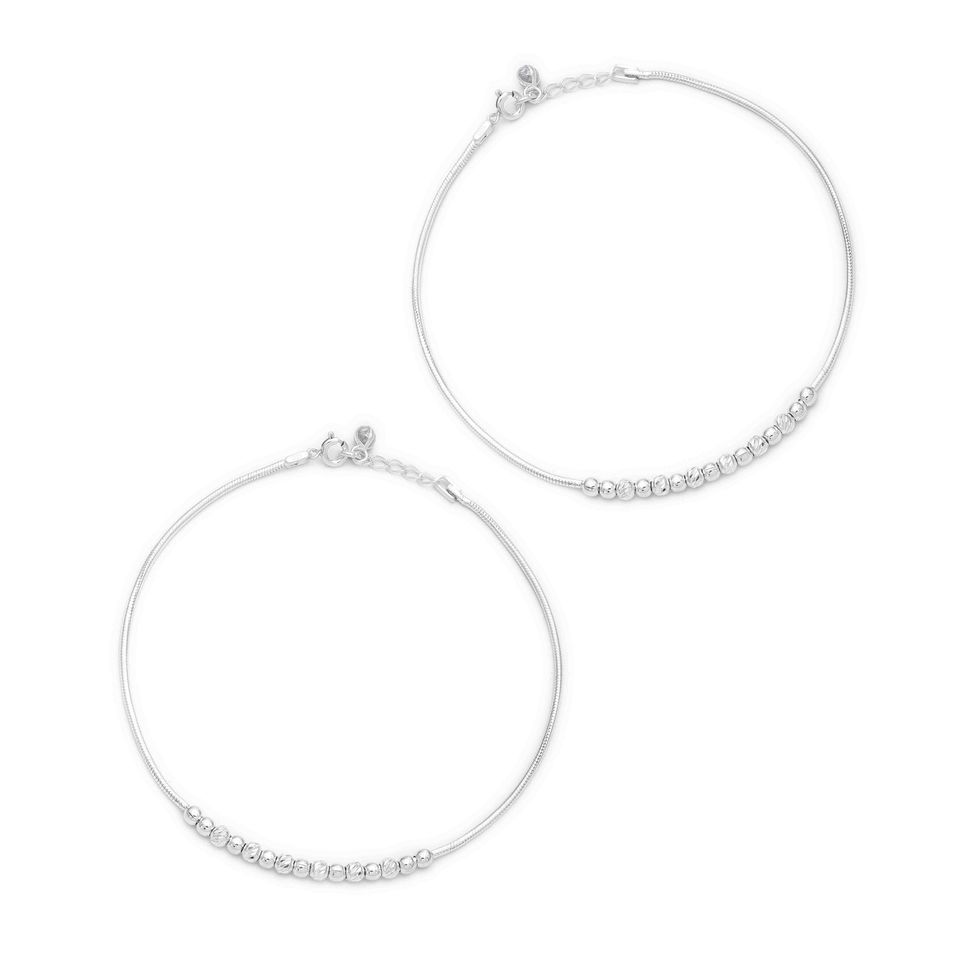 Uncategorized - Pure 925 Silver Anklet &#8211; Minimalist Beaded Anklet
