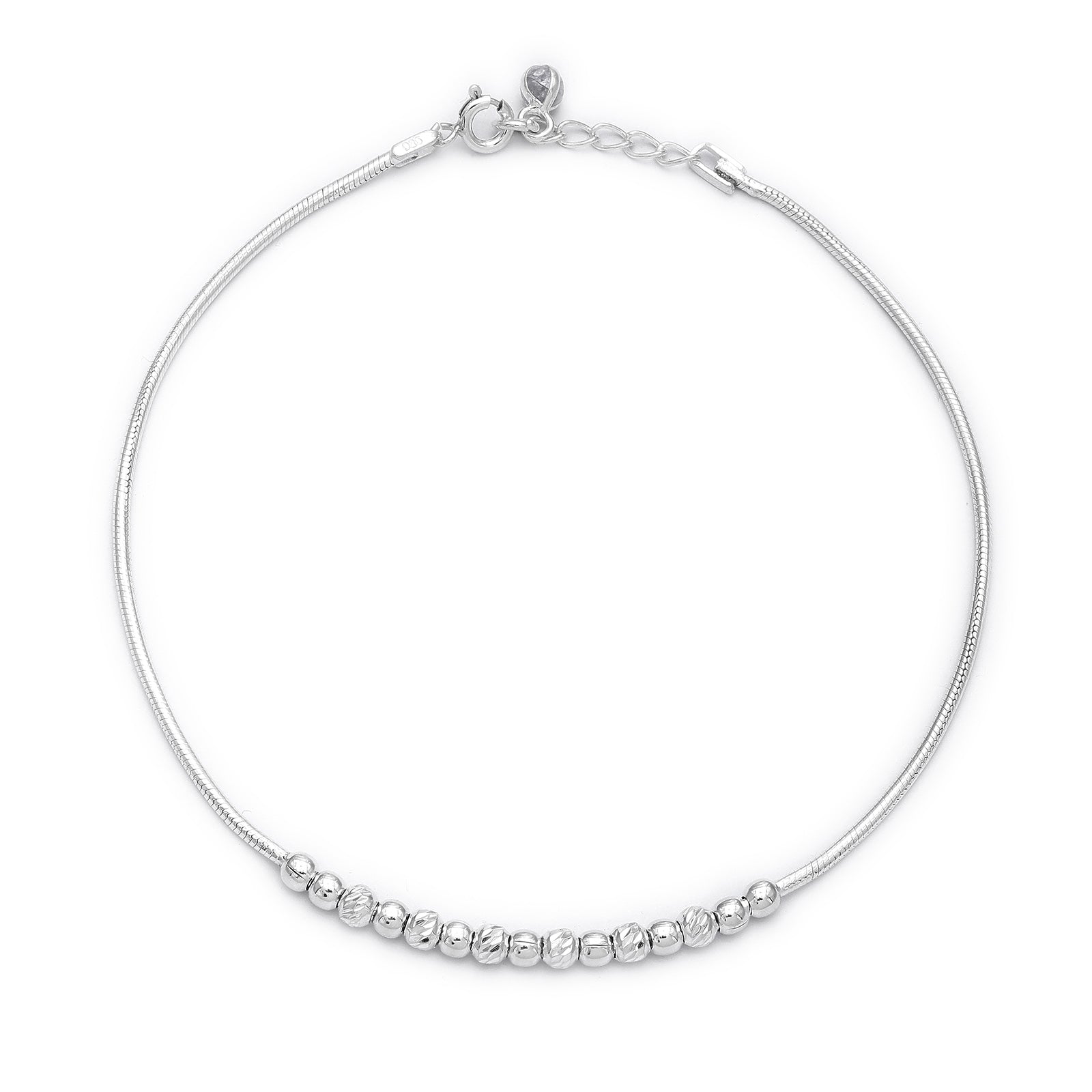 Uncategorized - Pure 925 Silver Anklet &#8211; Minimalist Beaded Anklet