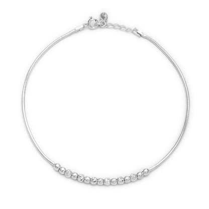 Uncategorized - Pure 925 Silver Anklet &#8211; Minimalist Beaded Anklet