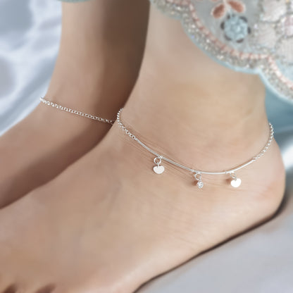 Silver anklets - Pure 925 Silver Anklets &#8211; Heartstring Chain Model