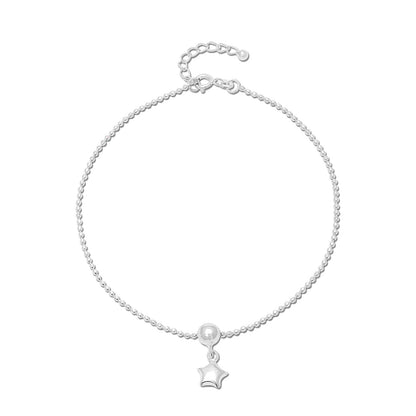 Uncategorized - Pure 925 Silver Anklets &#8211; Stellar Gleam Star Beauty