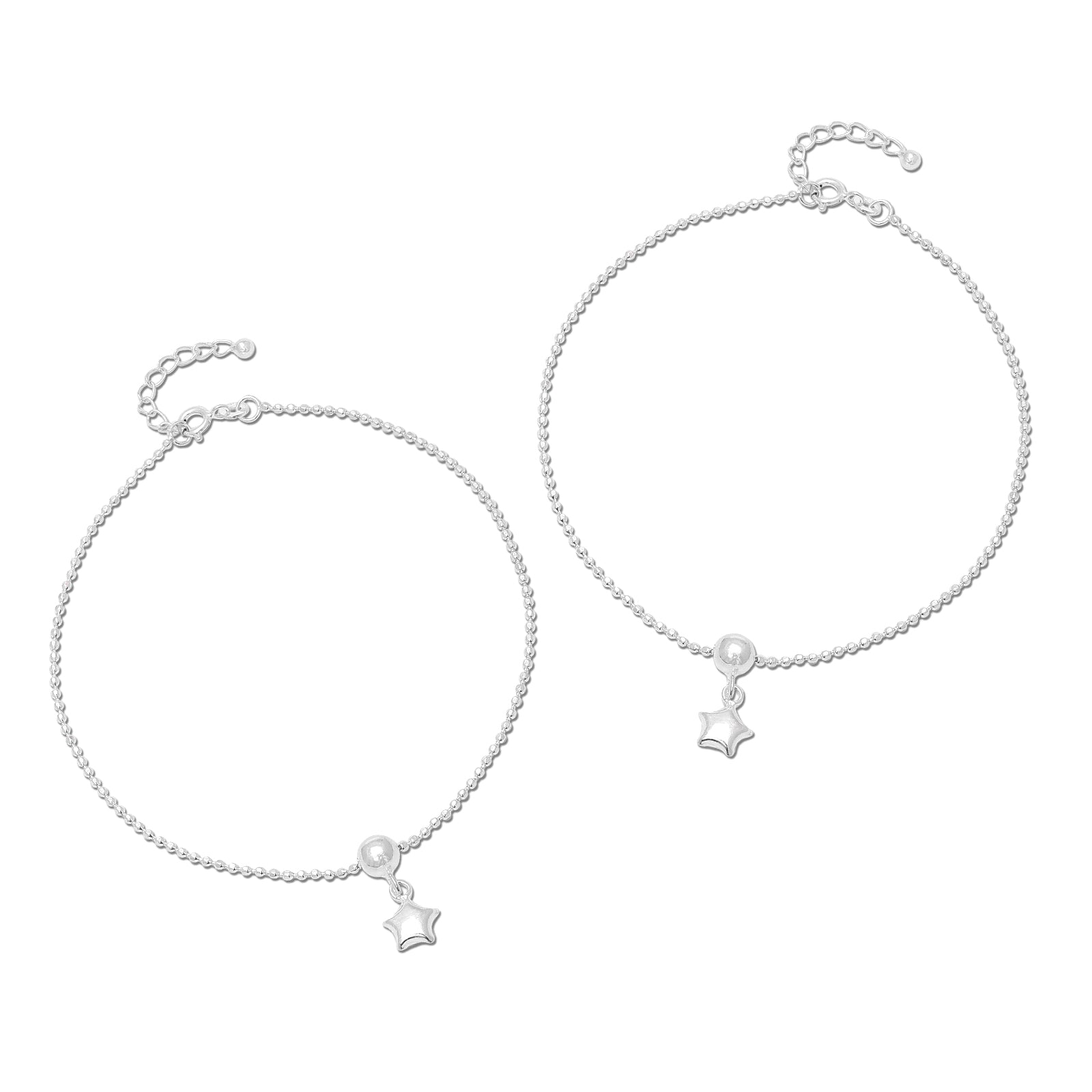 Uncategorized - Pure 925 Silver Anklets &#8211; Stellar Gleam Star Beauty
