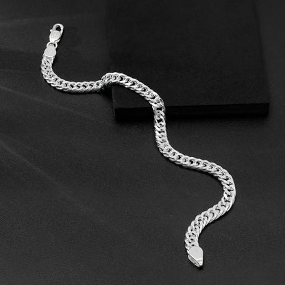 Mens Silver Jewellery - Pure 925 Silver Bracelet &#8211; Curb Link Chain Bracelet