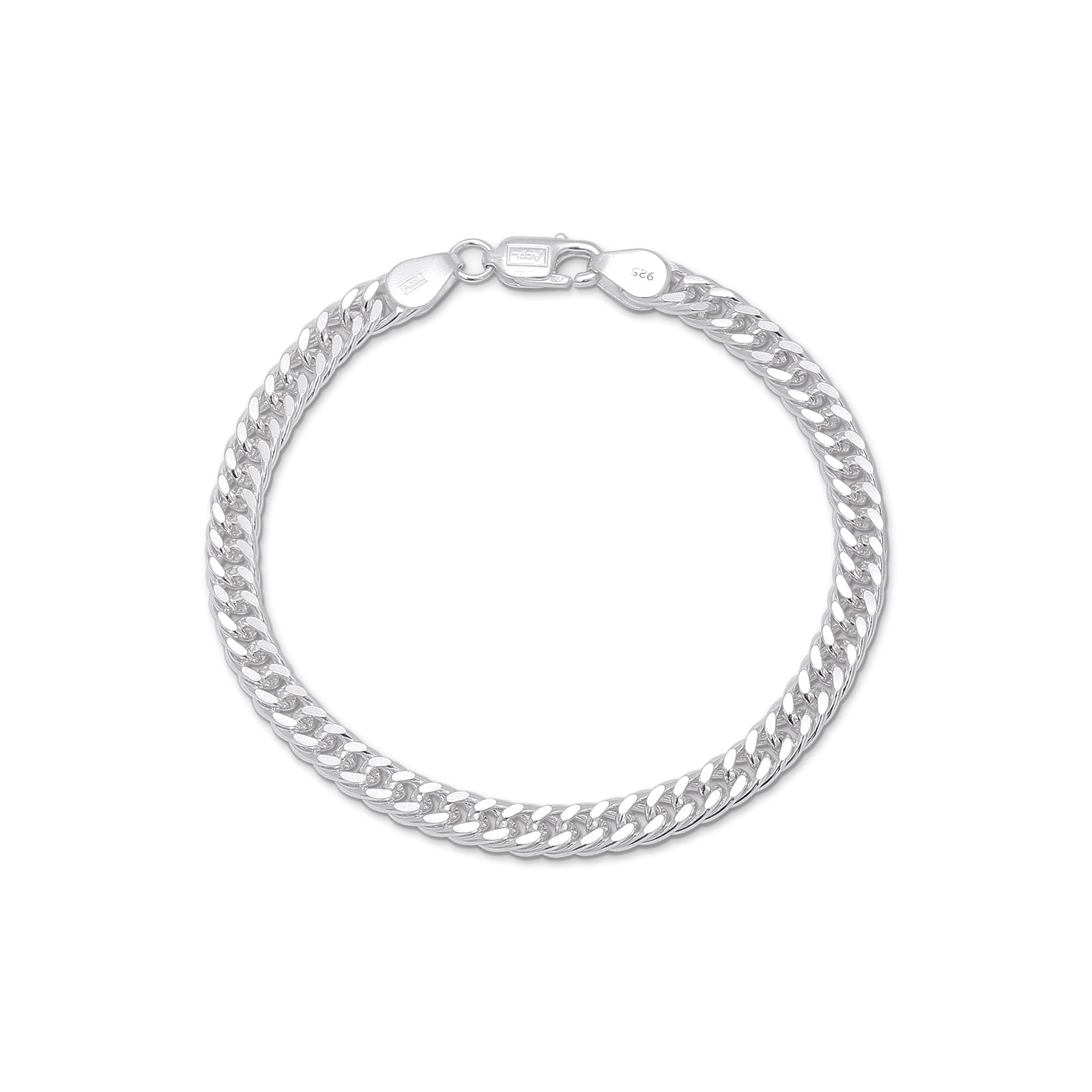 Mens Silver Jewellery - Pure 925 Silver Bracelet &#8211; Curb Link Chain Bracelet