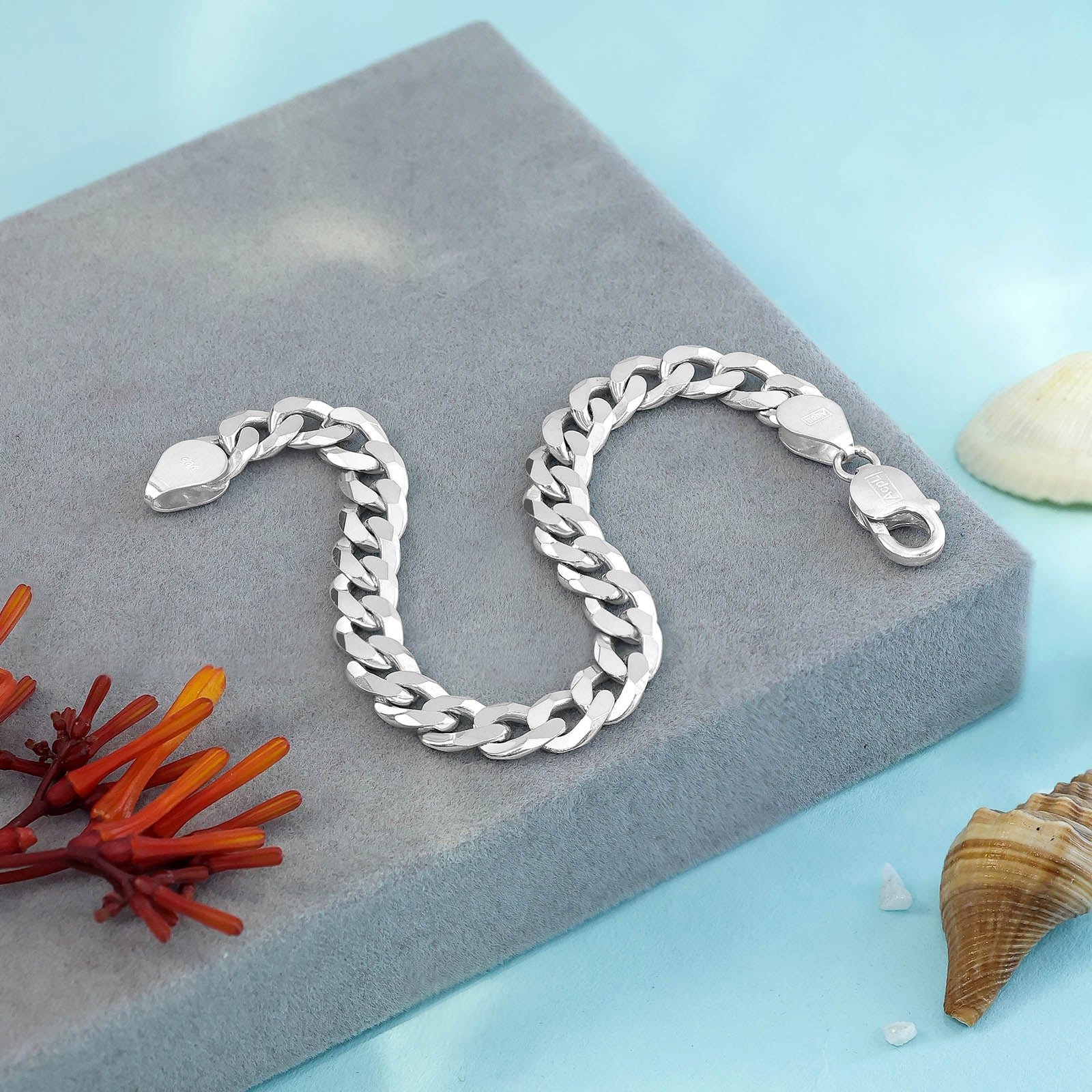 cuban silver bracelet - Silver Bracelet for men &#8211; Cuban Link Chain Bracelet
