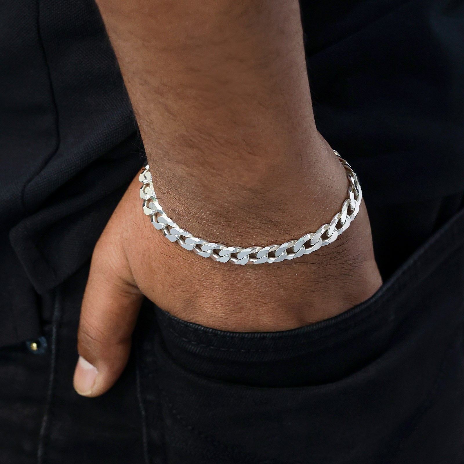 Pure Silver Bracelet for Men &amp; Women - Silver Bracelet for men &#8211; Cuban Link Chain Bracelet