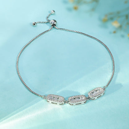 Silver Bracelets - Pure 925 Silver Bracelet &#8211; Trinity Zircon Sparkle Chain