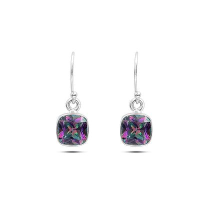 Uncategorized - Pure 925 Silver Earrings &#8211; Hook Stud with Rainbow Topaz