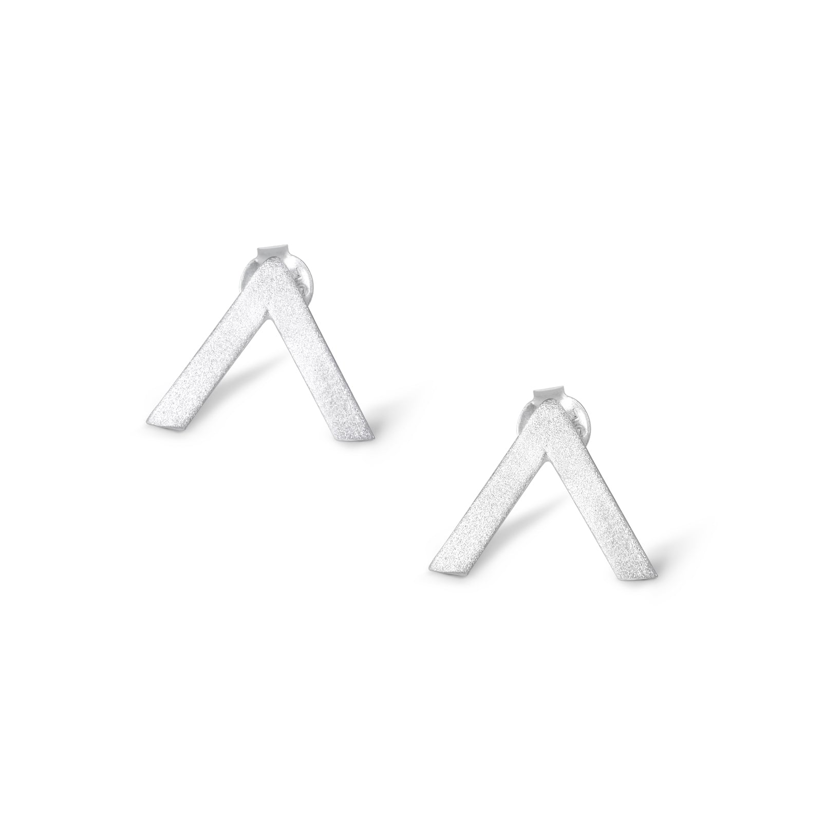 Uncategorized - Pure 925 Silver Earrings &#8211; Shimmering V Shaped Stud